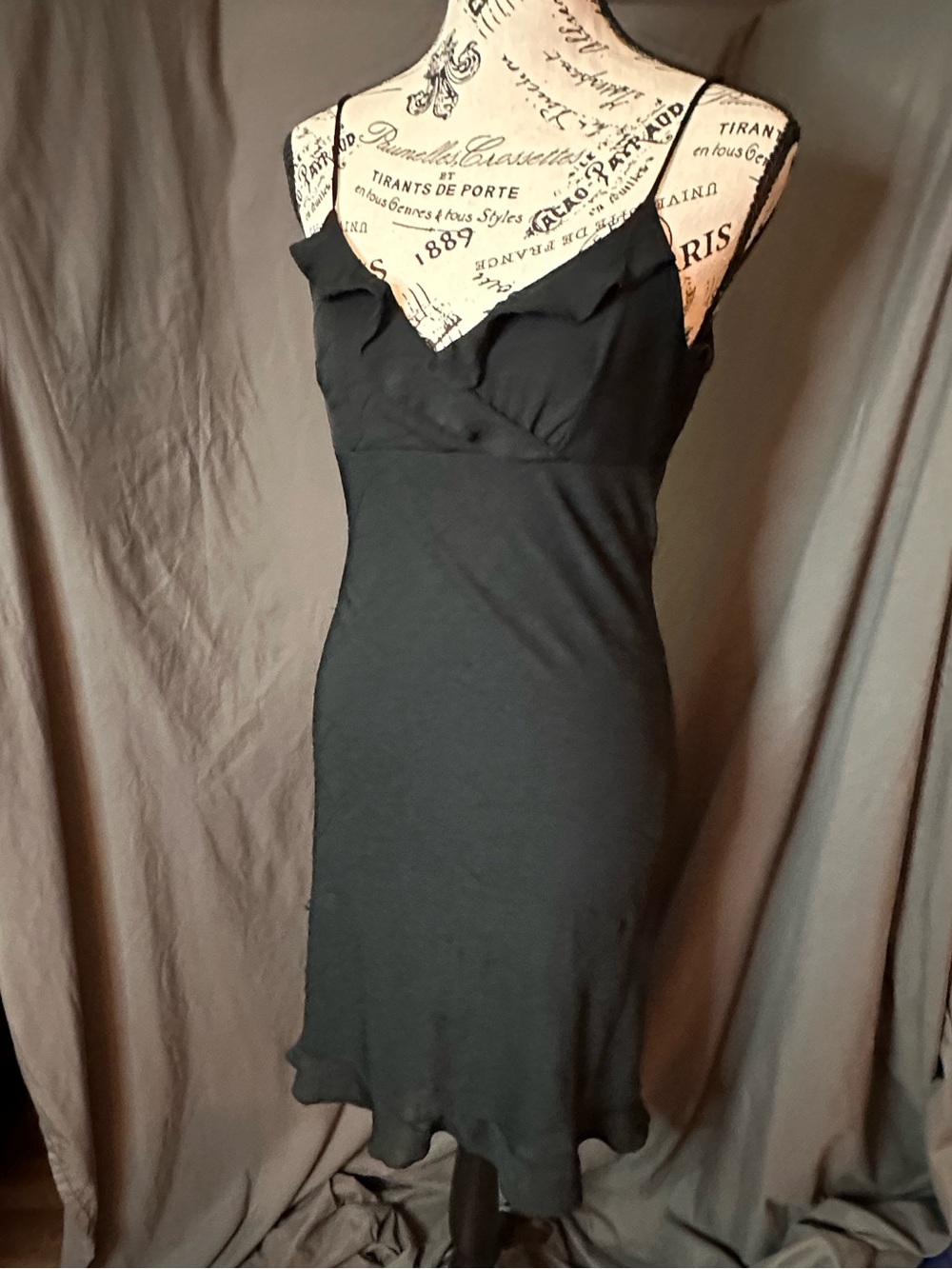 Vintage 90’s Black Spaghetti-Strap Slip Dress by ENT
